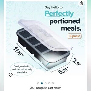 Souper Cubes 1 Cup Silicone Freezer Tray with Lid, Food Storage, Charcoal